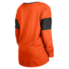 Cincinnati Bengals New Era Women's Lace-Up Notch-Neck Long Sleeve T-Shirt - Orange - NFL