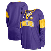 Minnesota Vikings New Era Women's Lace-Up Notch-Neck Long Sleeve T-Shirt - Purple - NFL