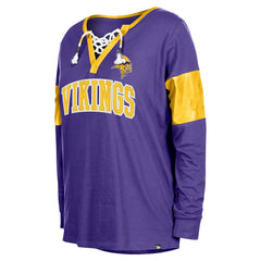 Minnesota Vikings New Era Women's Lace-Up Notch-Neck Long Sleeve T-Shirt - Purple - NFL