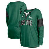 New York Jets New Era Women's Lace-Up Notch-Neck Long Sleeve T-Shirt - Green - NFL