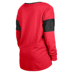 San Francisco 49ers New Era Women's Lace-Up Notch-Neck Long Sleeve T-Shirt - Scarlet - NFL
