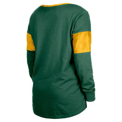 Green Bay Packers New Era Women's Lace-Up Notch-Neck Long Sleeve T-Shirt - Green - NFL