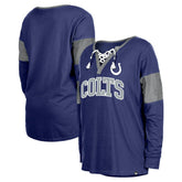 Indianapolis Colts New Era Women's Lace-Up Notch-Neck Long Sleeve T-Shirt - Royal - NFL
