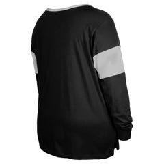 Las Vegas Raiders New Era Women's Plus Size Lace-Up Notch Neck Long Sleeve T-Shirt - Black - NFL