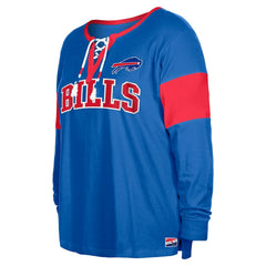 Buffalo Bills New Era Women's Plus Size Lace-Up Notch Neck Long Sleeve T-Shirt - Royal - NFL