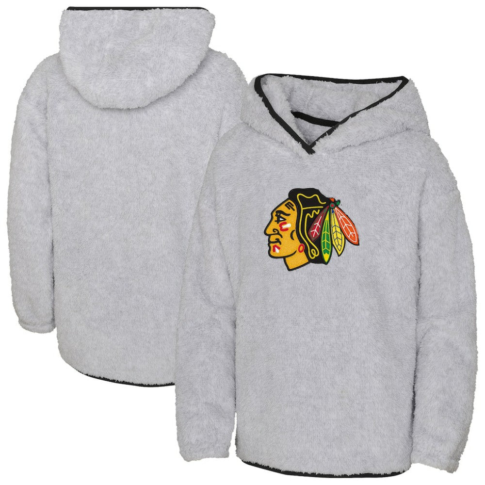 Chicago Blackhawks Girls Youth Ultimate Teddy Fleece Pullover Hoodie - Heather Gray | NHL discount