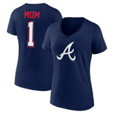 Atlanta Braves Fanatics Women's Plus Size Mother's Day #1 Mom V-Neck T-Shirt Sale