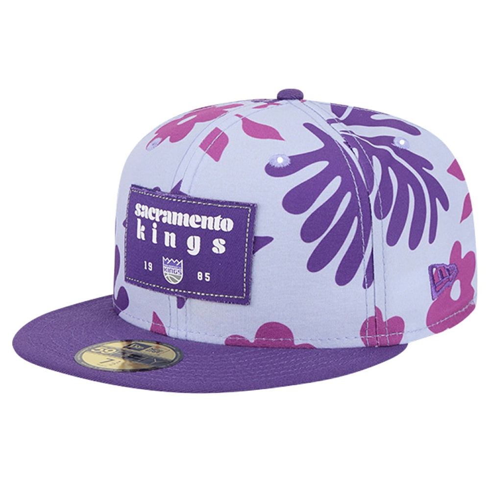 New Era Sacramento Kings Palm Fronds 2-Tone 59FIFTY Fitted Hat Purple