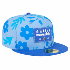 New Era Dallas Mavericks Palm Fronds 2-Tone 59FIFTY Fitted Hat Blue