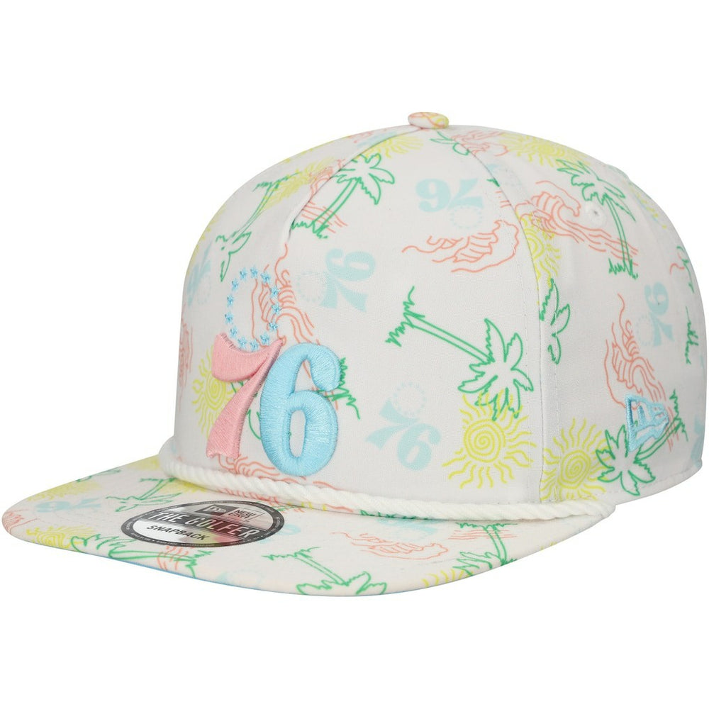 New Era Philadelphia 76ers Palm Trees and Waves Golfer Adjustable Hat White