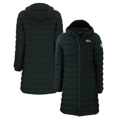 Baltimore Ravens Cutter & Buck Women's Mission Ridge Repreve Eco Insulated Long Full-Zip Puffer Jacket - Black - NFL