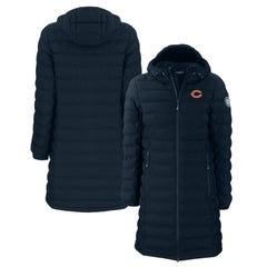 Chicago Bears Cutter & Buck Women's Mission Ridge Repreve Eco Insulated Long Full-Zip Puffer Jacket - Navy - NFL