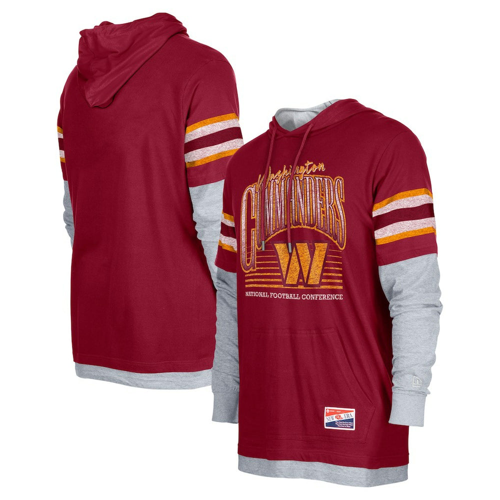 Washington Commanders New Era Twofer Long Sleeve Hooded T-Shirt - Burgundy - NFL