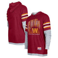 Washington Commanders New Era Twofer Long Sleeve Hooded T-Shirt - Burgundy - NFL