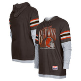 Cleveland Browns New Era Twofer Long Sleeve Hooded T-Shirt - Brown - NFL