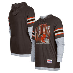 Cleveland Browns New Era Twofer Long Sleeve Hooded T-Shirt - Brown - NFL