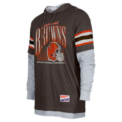 Cleveland Browns New Era Twofer Long Sleeve Hooded T-Shirt - Brown - NFL