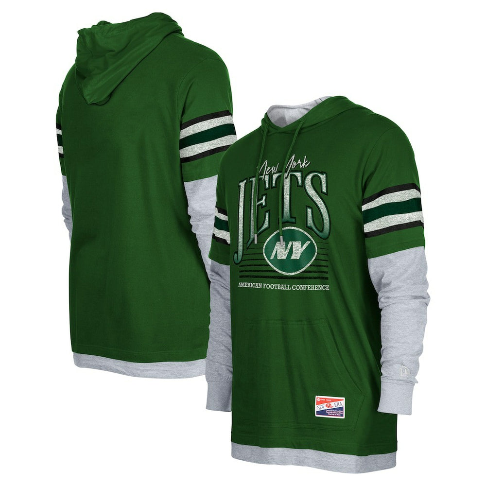 New York Jets New Era Twofer Long Sleeve Hooded T-Shirt - Green - NFL