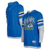 Los Angeles Rams New Era Twofer Long Sleeve Hooded T-Shirt - Royal - NFL
