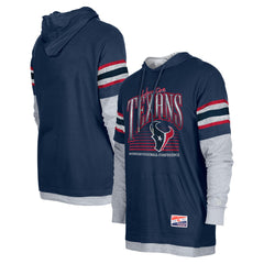Houston Texans New Era Twofer Long Sleeve Hooded T-Shirt - Navy - NFL
