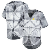 Los Angeles Lakers G-III 4Her by Carl Banks Women's Tournament Raglan Oversized Tie-Dye V-Neck T-Shirt Black
