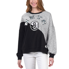 Brooklyn Nets G-III 4Her by Carl Banks Women's Benches Split Pullover Sweatshirt Black