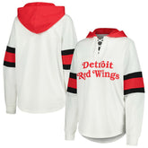 Detroit Red Wings G-III 4Her by Carl Banks Women's Goal Zone Long Sleeve Lace-Up Hoodie T-Shirt - White/Red | NHL discount