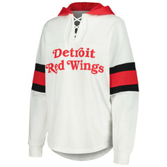 Detroit Red Wings G-III 4Her by Carl Banks Women's Goal Zone Long Sleeve Lace-Up Hoodie T-Shirt - White/Red | NHL discount
