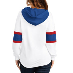 New York Rangers G-III 4Her by Carl Banks Women's Goal Zone Long Sleeve Lace-Up Hoodie T-Shirt - White/Blue | NHL sale