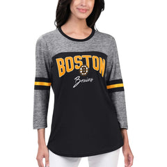 Boston Bruins G-III 4Her by Carl Banks Women's Play The Game 3/4-Sleeve T-Shirt - Black | NHL Clearance