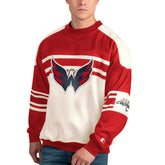 Washington Capitals Starter Defense Fleece Crewneck Pullover Sweatshirt - White | NHL Lifestyle