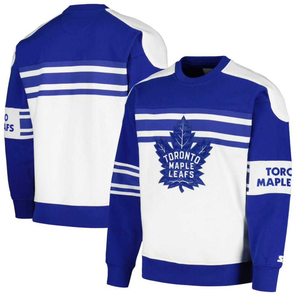 Toronto Maple Leafs Starter Defense Fleece Crewneck Pullover Sweatshirt - White | NHL sale