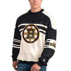 Boston Bruins Starter Defense Fleece Crewneck Pullover Sweatshirt - White | NHL discount