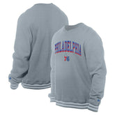 New Era Philadelphia 76ers Chenille Cross Over Pullover Sweatshirt Gray