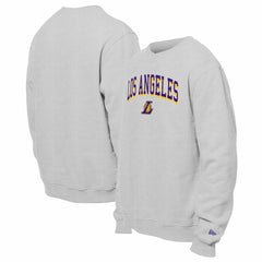 New Era Los Angeles Lakers Chenille Cross Over Pullover Sweatshirt Gray