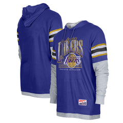 New Era Los Angeles Lakers Layered Long Sleeve Hoodie T-Shirt Purple