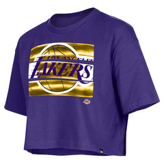 New Era Los Angeles Lakers Women's Oversized Boxy Crop T-Shirt Purple
