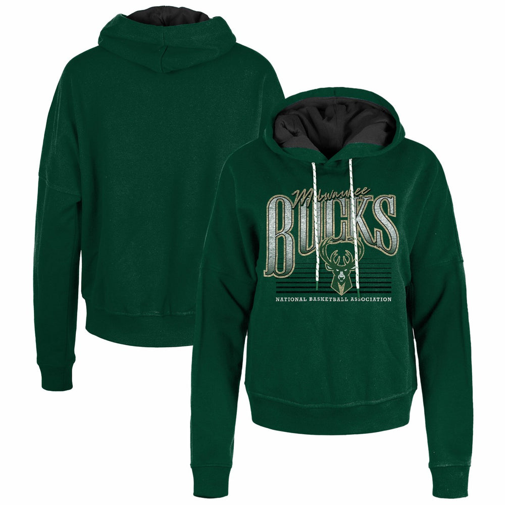 New Era Milwaukee Bucks Women's Boxy Pullover Hoodie Hunter Green