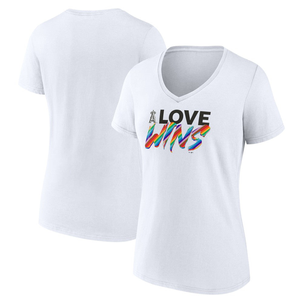 Los Angeles Angels Women's Love Wins V-Neck T-Shirt for sale