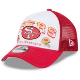San Francisco 49ers New Era Retro Wordmark A-Frame 9FORTY Adjustable Hat - White/Scarlet - NFL