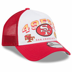 San Francisco 49ers New Era Retro Wordmark A-Frame 9FORTY Adjustable Hat - White/Scarlet - NFL