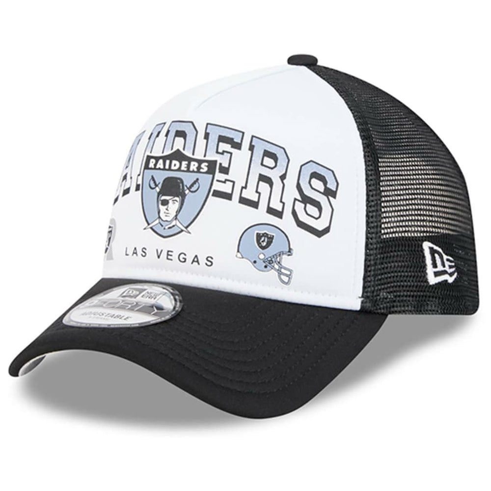 Las Vegas Raiders New Era Retro Wordmark A-Frame 9FORTY Adjustable Hat - White/Black - NFL