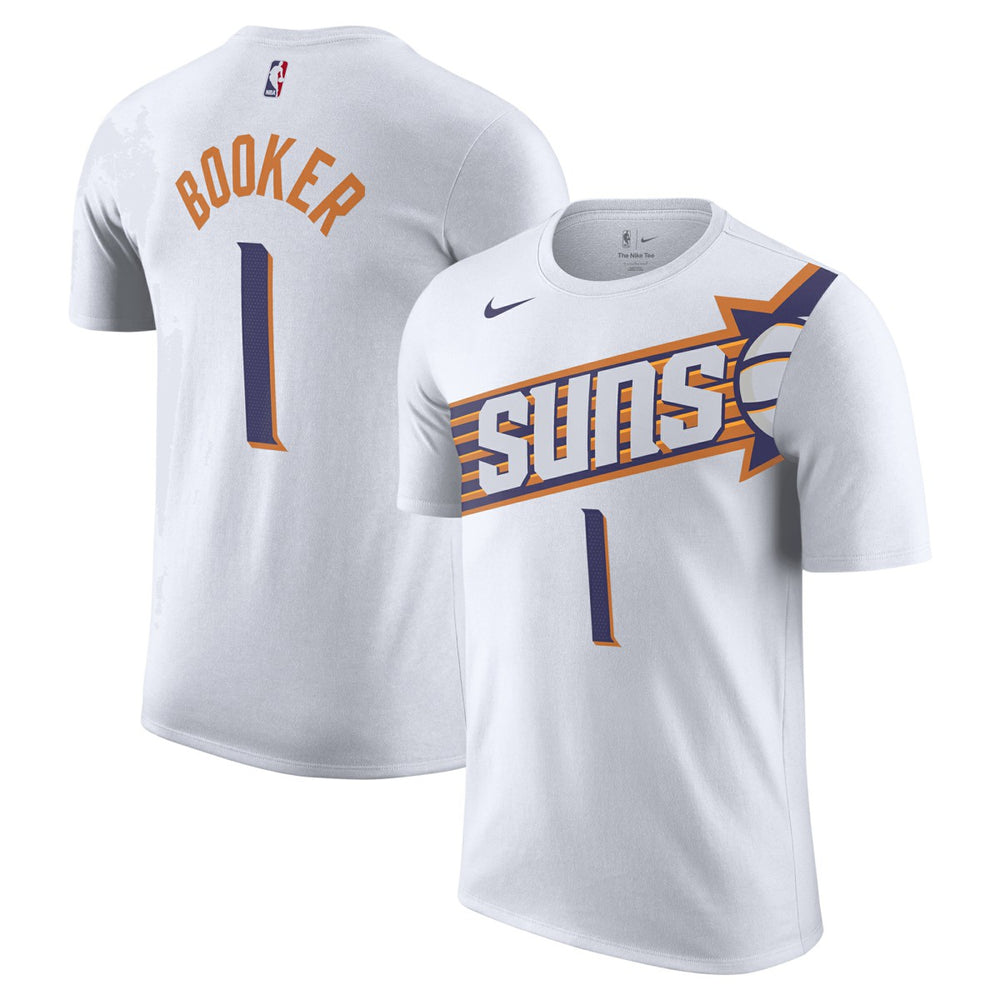 Nike Devin Booker Phoenix Suns 2023/24 Association Name & Number T-Shirt White