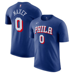 Nike Tyrese Maxey Philadelphia 76ers Icon Edition Name & Number T-Shirt Royal