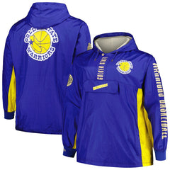 Mitchell & Ness Golden State Warriors Big & Tall Hardwood Classics Team OG 2.0 Anorak Hoodie Quarter-Zip Windbreaker Jacket Royal
