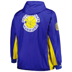 Mitchell & Ness Golden State Warriors Big & Tall Hardwood Classics Team OG 2.0 Anorak Hoodie Quarter-Zip Windbreaker Jacket Royal