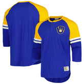 Milwaukee Brewers Mitchell & Ness Cooperstown Collection Legendary Raglan Slub Henley 3/4-Sleeve T-Shirt for sale