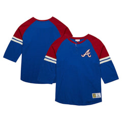 Atlanta Braves Mitchell & Ness Cooperstown Collection Legendary Raglan Slub Henley 3/4-Sleeve T-Shirt Near Me