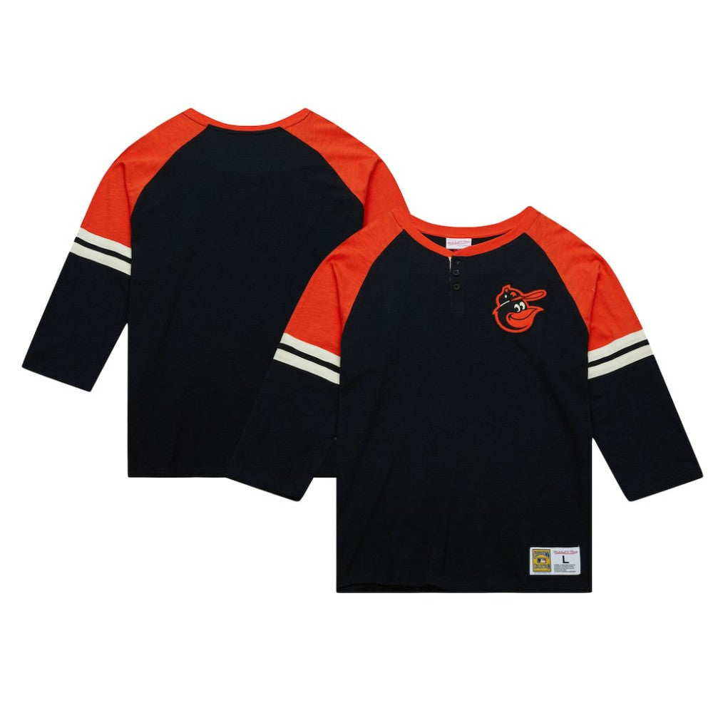 Baltimore Orioles Mitchell & Ness Cooperstown Collection Legendary Raglan Slub Henley 3/4-Sleeve T-Shirt Near Me