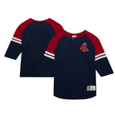 Boston Red Sox Mitchell & Ness Cooperstown Collection Legendary Raglan Slub Henley 3/4-Sleeve T-Shirt for sale